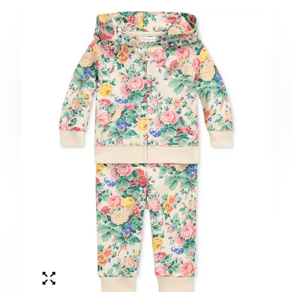 Girls Polo Ralph Lauren Floral Zip Hoodie and pants set size 18M